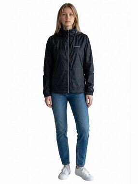 Columbia Switchback II Women's Black Hooded Nylon Rain Jacket Windbreaker Size L
